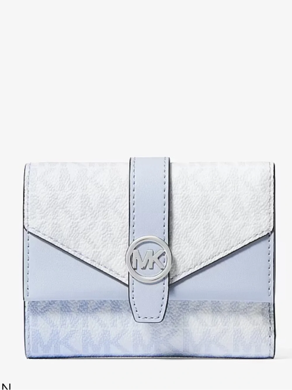 Michael Kors MK Logo Envelope Wallet Greenwich Ombré Tri-Fold Pale Ocean NWT